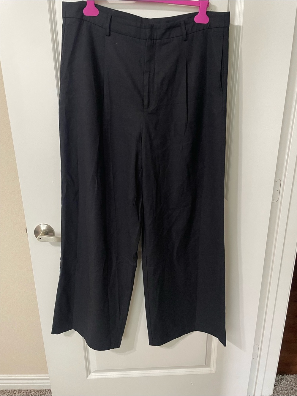 Adrienne Landau Onyx Black Wide Leg Pants | Size 16